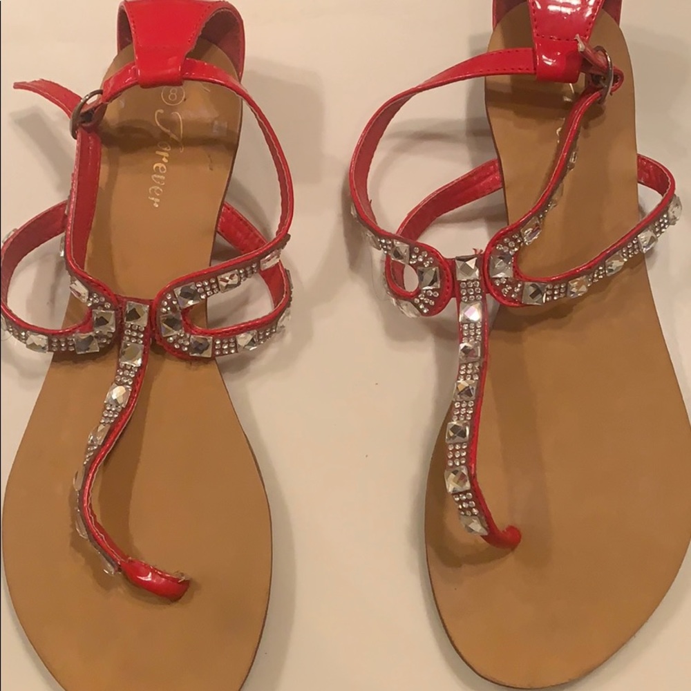 Red sparkle sandals